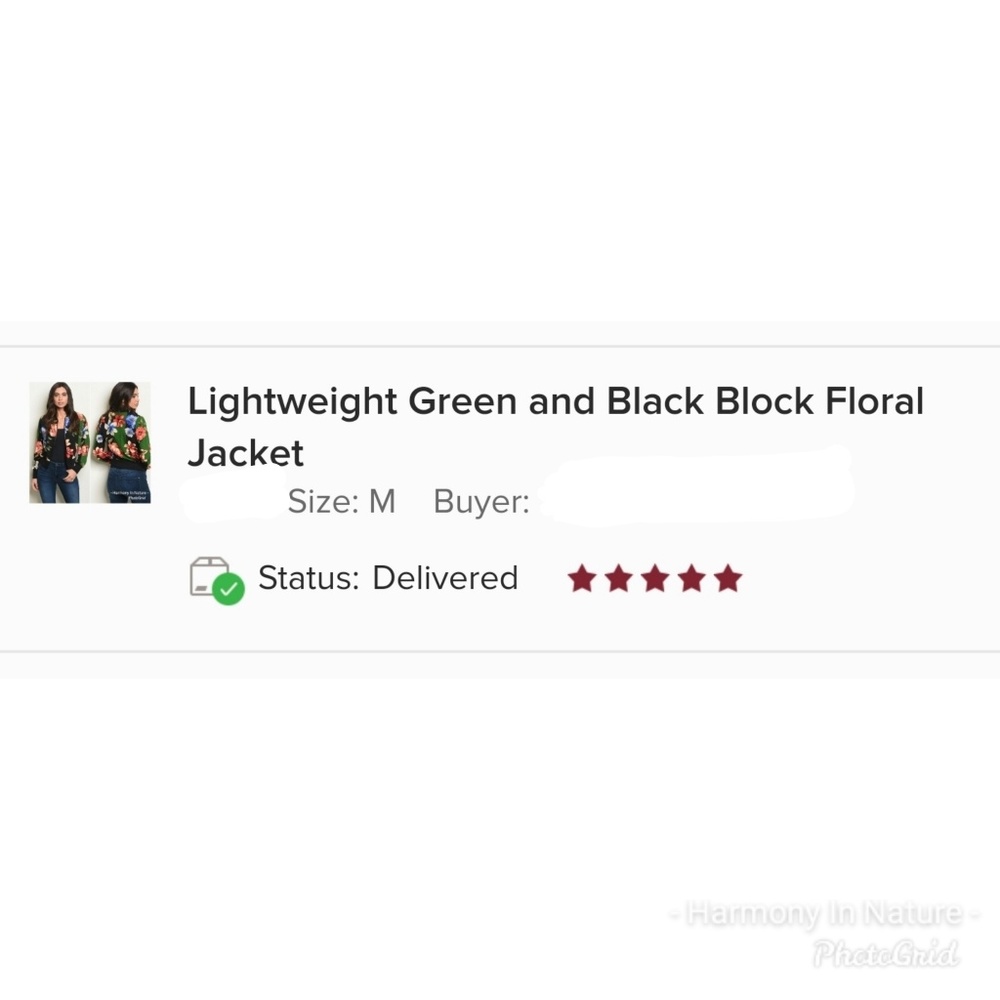 Lightweight Green and Black Block Floral Jacket - Picture 5 of 5